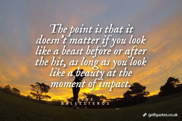 The point is that it doesn't matter if you look like a beast before or after the hit, as long as you look like a beauty at the moment of impact.